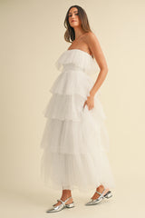 HEILIGH ORGANZA TIERED MIDI DRESS