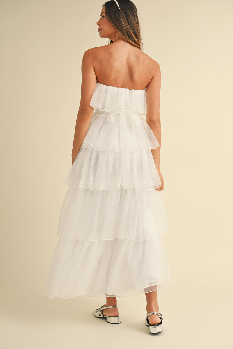 HEILIGH ORGANZA TIERED MIDI DRESS