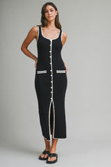 RAYZON CONTRAST BINDING MIDI DRESS