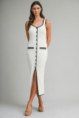 RAYZON CONTRAST BINDING MIDI DRESS