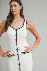 RAYZON CONTRAST BINDING MIDI DRESS