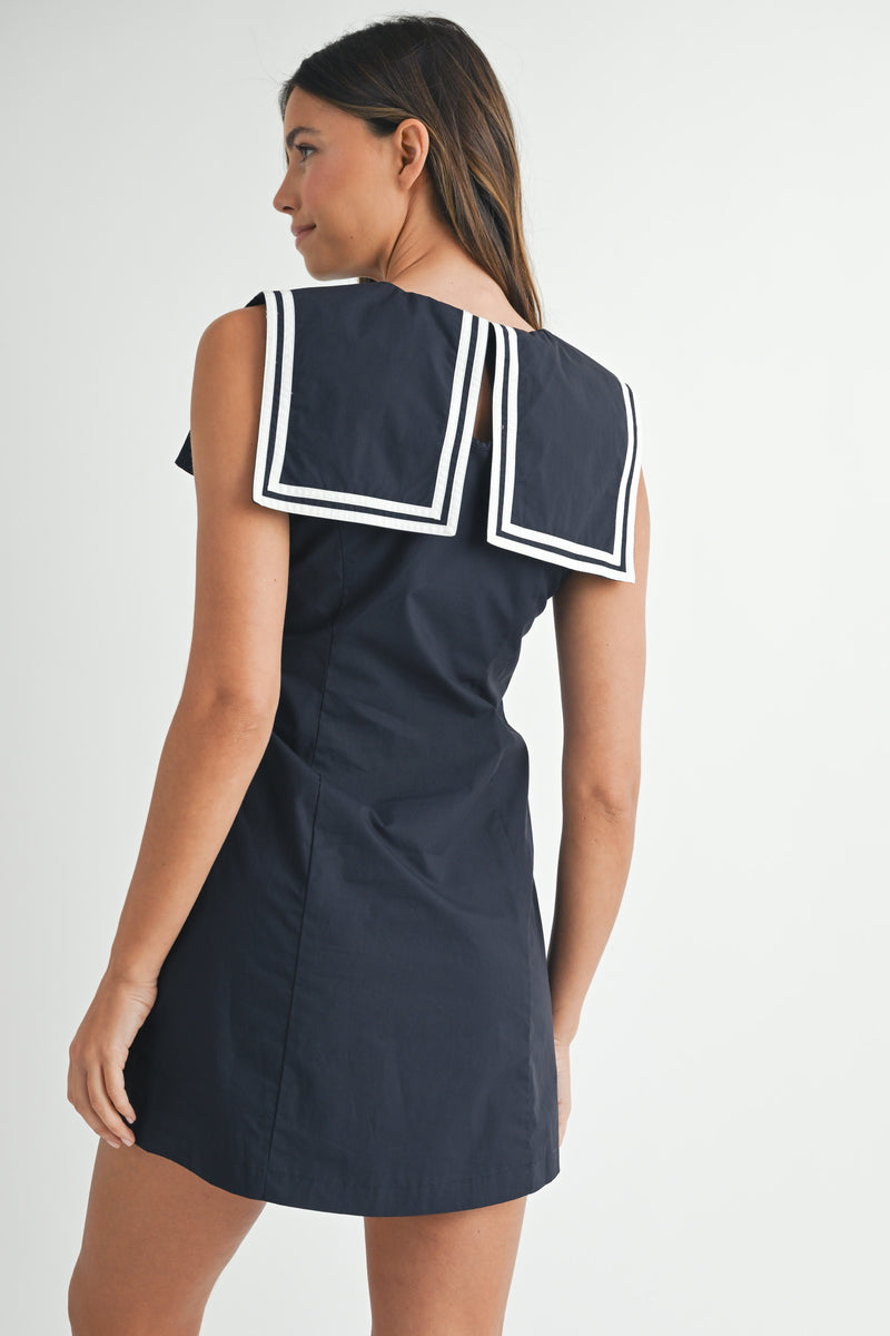 AXELLE SQUARE SAILOR DRESS WITH CONTRAST PIPING Mable Clothing AXELLE SQUARE SAILOR DRESS WITH CONTRAST PIPING Mable Clothing