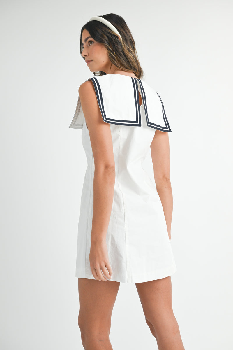 AXELLE SQUARE SAILOR DRESS WITH CONTRAST PIPING – Mable Clothing
