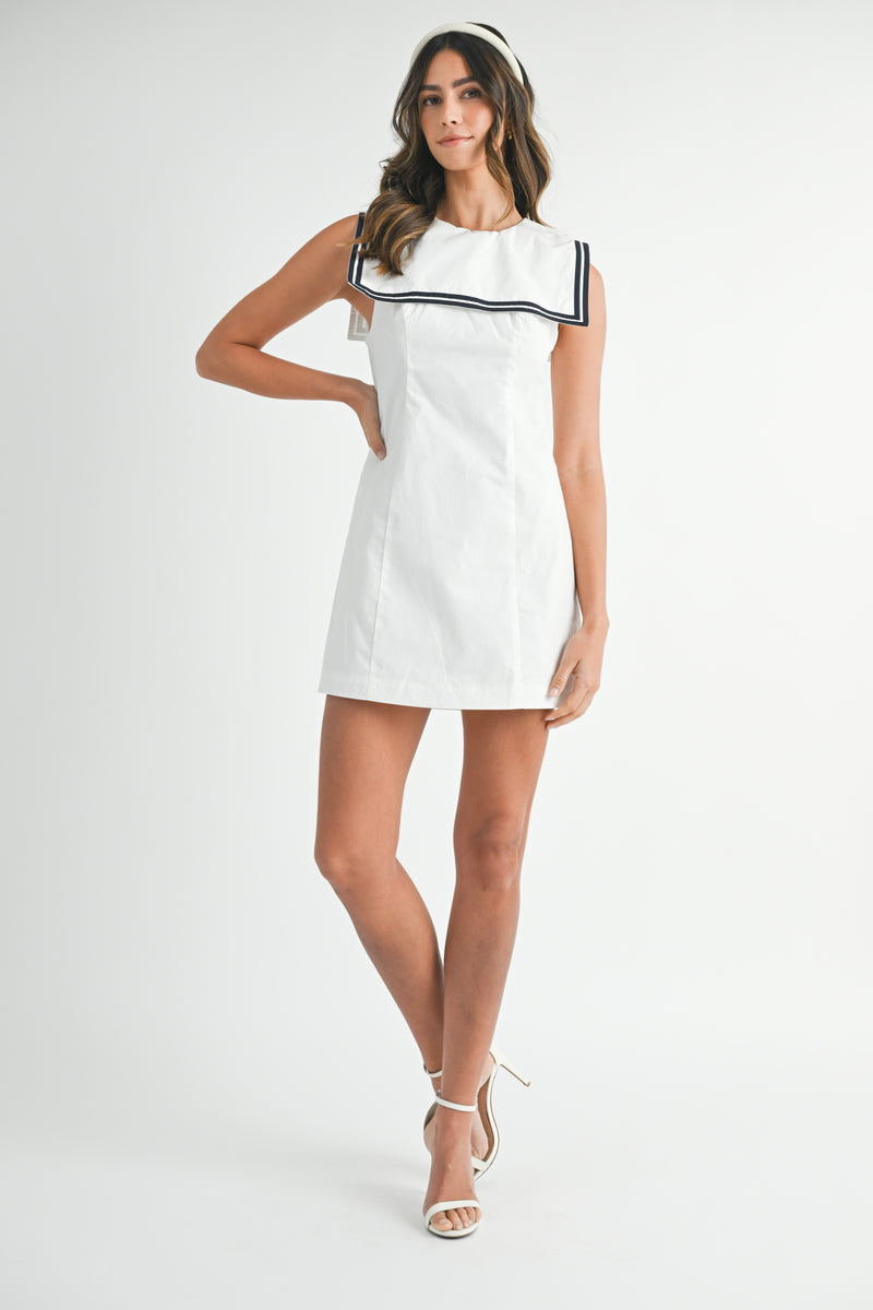 AXELLE SQUARE SAILOR DRESS WITH CONTRAST PIPING Mable Clothing AXELLE SQUARE SAILOR DRESS WITH CONTRAST PIPING Mable Clothing