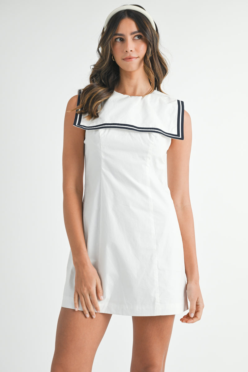 AXELLE SQUARE SAILOR DRESS WITH CONTRAST PIPING – Mable Clothing AXELLE SQUARE SAILOR DRESS WITH CONTRAST PIPING – Mable Clothing