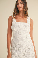 OLIVET SQUARE NECK LACE MINI DRESS