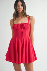 CALINDA BUSTIER BODICE MINI DRESS