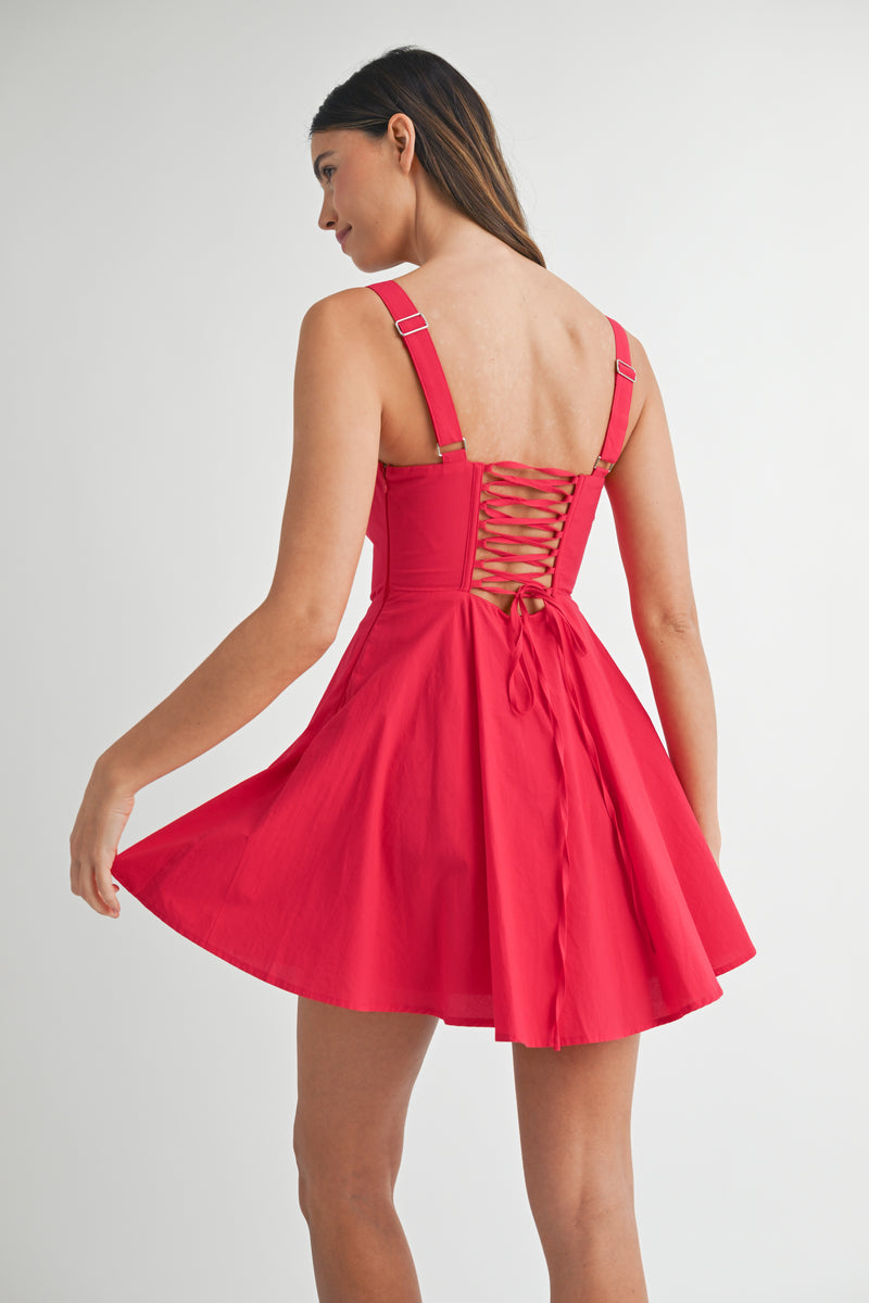 CALINDA BUSTIER BODICE MINI DRESS