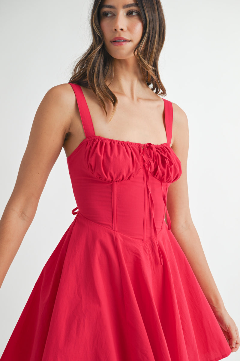 CALINDA BUSTIER BODICE MINI DRESS