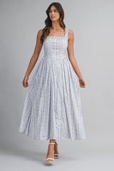 KRISTEN WALL PAPER FLORAL PRINTED MIDI DRESS