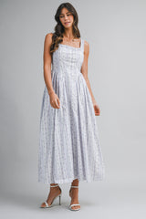KRISTEN WALL PAPER FLORAL PRINTED MIDI DRESS