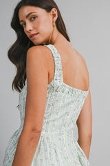 KRISTEN WALL PAPER FLORAL PRINTED MIDI DRESS