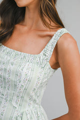 KRISTEN WALL PAPER FLORAL PRINTED MIDI DRESS
