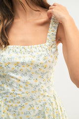 DAPHNE GATHERED FLORAL PRINTED MIDI DRESS