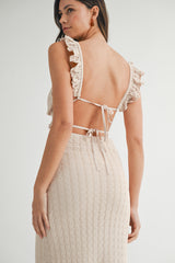 AMY CROCHET KNIT MIDI DRESS