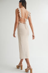 AMY CROCHET KNIT MIDI DRESS