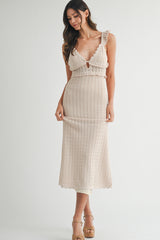 AMY CROCHET KNIT MIDI DRESS