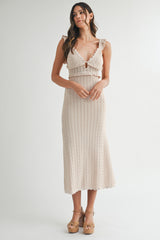 AMY CROCHET KNIT MIDI DRESS