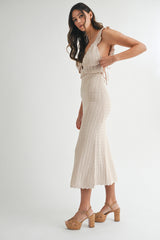 AMY CROCHET KNIT MIDI DRESS