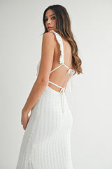 AMY CROCHET KNIT MIDI DRESS