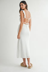 AMY CROCHET KNIT MIDI DRESS