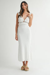 AMY CROCHET KNIT MIDI DRESS