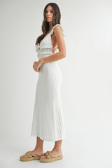 AMY CROCHET KNIT MIDI DRESS