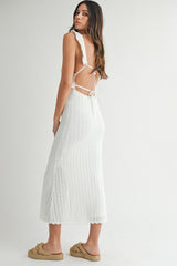 AMY CROCHET KNIT MIDI DRESS