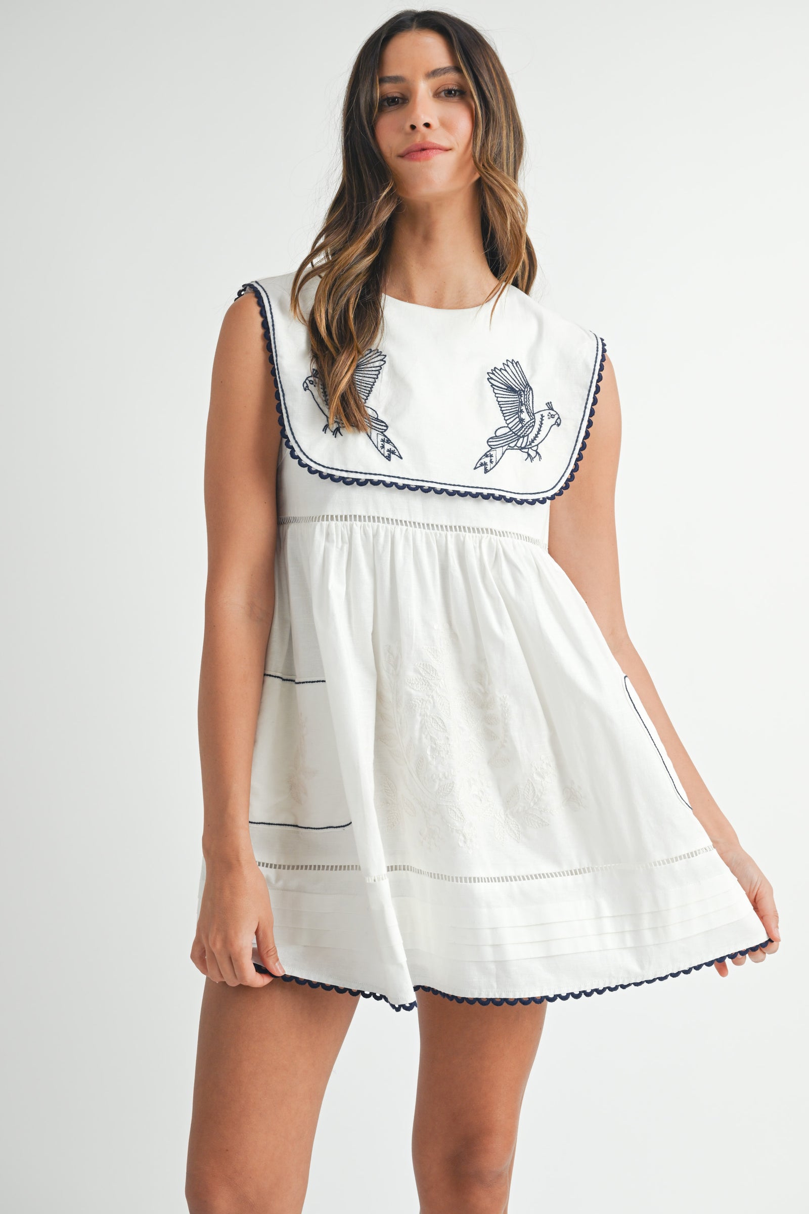 andmary Sailor knit mini dress ホワイト ANDMARY】Sailor knit mini dress