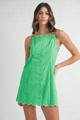 IYLA SCALLOP STRAP SHOULDER MINI DRESS