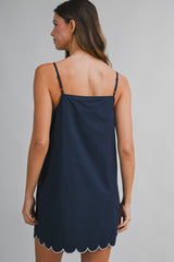 IYLA SCALLOP STRAP SHOULDER MINI DRESS