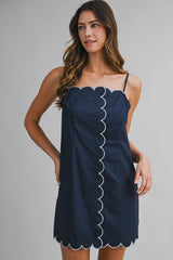 IYLA SCALLOP STRAP SHOULDER MINI DRESS