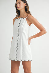 IYLA SCALLOP STRAP SHOULDER MINI DRESS