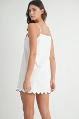 IYLA SCALLOP STRAP SHOULDER MINI DRESS