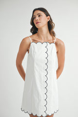 IYLA SCALLOP STRAP SHOULDER MINI DRESS