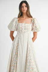 EISLEY WALL PAPER FLORAL PRINTED MIDI DRESS