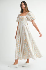EISLEY WALL PAPER FLORAL PRINTED MIDI DRESS