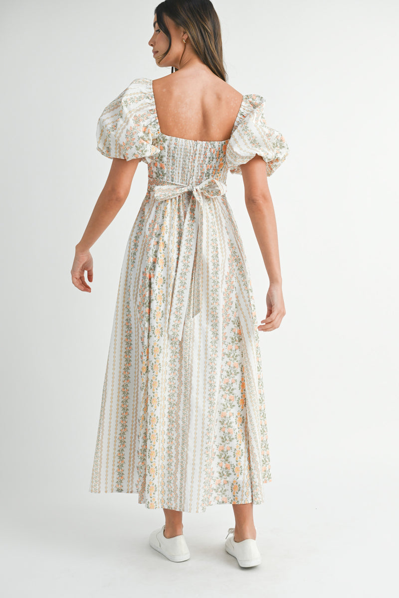 EISLEY WALL PAPER FLORAL PRINTED MIDI DRESS