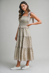 ALICE FLORAL PRINTED TIERED MIDI DRESS