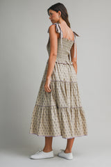 ALICE FLORAL PRINTED TIERED MIDI DRESS