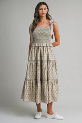 ALICE FLORAL PRINTED TIERED MIDI DRESS