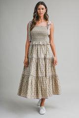 ALICE FLORAL PRINTED TIERED MIDI DRESS