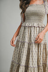 ALICE FLORAL PRINTED TIERED MIDI DRESS