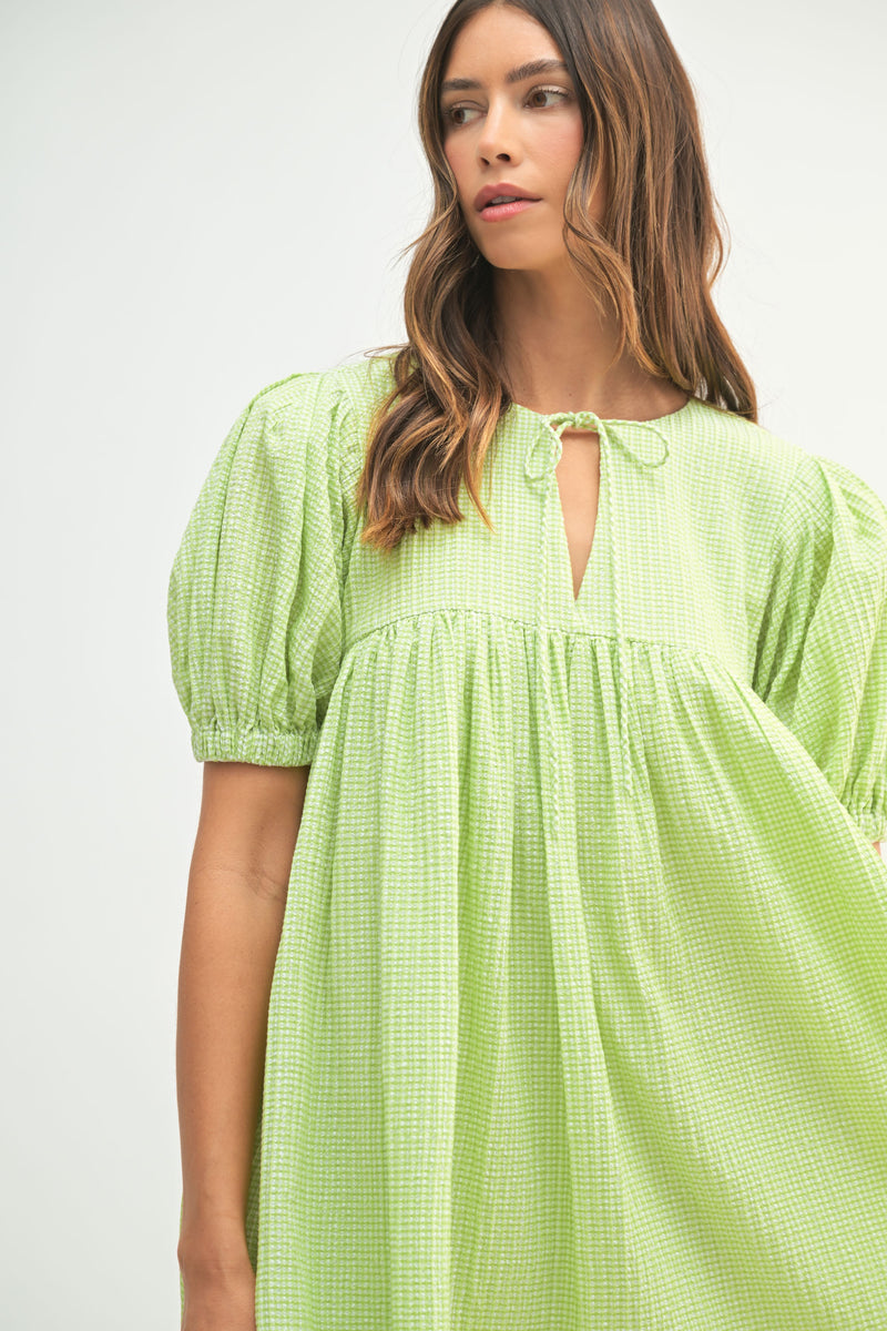 STALLION GINGHAM PLAID BABYDOLL MINI DRESS Mable Clothing STALLION GINGHAM PLAID BABYDOLL MINI DRESS Mable Clothing