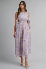 WESLEY FLORAL PRINTED SIDE CUT OUT MIDI DRESS
