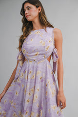 WESLEY FLORAL PRINTED SIDE CUT OUT MIDI DRESS