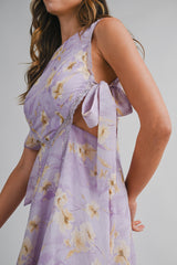 WESLEY FLORAL PRINTED SIDE CUT OUT MIDI DRESS