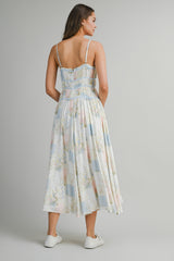 ALY PATCH WORK PRINTED MIDI DRESS