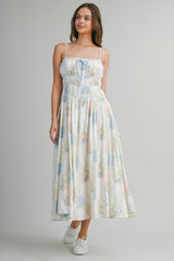 ALY PATCH WORK PRINTED MIDI DRESS