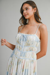 ALY PATCH WORK PRINTED MIDI DRESS